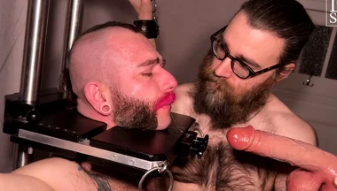 Dildo Throat Fucking and Mouth Streching in Bondage - Gay BDSM with Sir Joshua - Pervertmedia