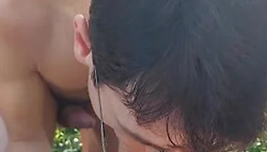 Sporty Twink Boy Gives A Public Blowjob To Mature Gigantic Dick On The Wild Beach, Til Cum Overflows