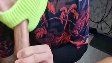 A Man In A Skirt Sucks My Huge Dick, Eat My Cum Man!