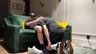 Sniffs Boyfriend's Dirty Socks After Work and Gets Cum Inside