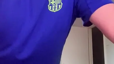 My Blue Football Shirt with Stocking on