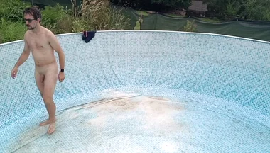Naked in the Garden: Dirty Handjob in the Pool