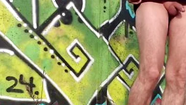 Femboy, Exhibitionist Undresses In Public Place