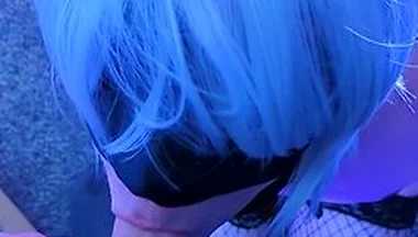 Cute Blindfolded Femboy Deepthroats Masters Cock