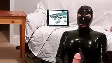 Latex Doll Huge Dildo