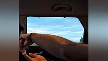 Jerking Off In The Car With Sunset As Trucks Go By