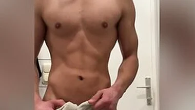 Young Muscle Hunk Show Off In The Bathroom