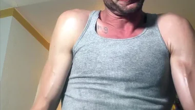 Sweaty Jerk off See Stain on My Chest with Big Bust at End