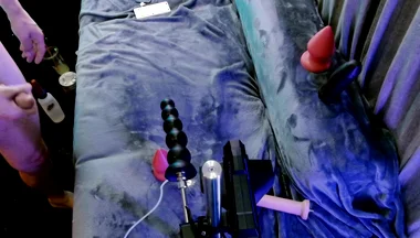 Random Stranger Controls My Fuck Machine and Destroys My Hole with Huge Anal Beads Deepest Ride and Massive Load