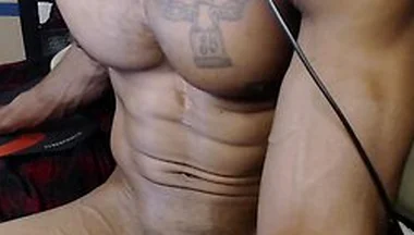 Huge Black Cock Muscle Stud Slow Stroking With Nice Cum Shot