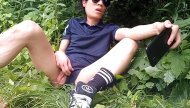 After Getting Caught Outside, Gay Twink Jon Arteen Sneaks off to Stroke Himself