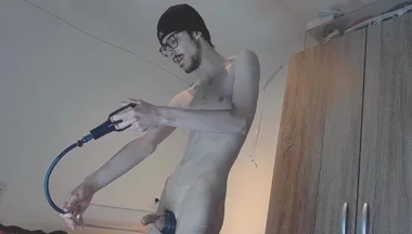 22 Year Old Guy Plays with Penispump and Oil