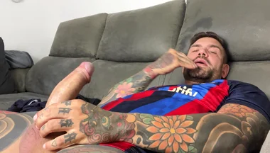 Handsome Spaniard Jerks off in the Barça Shirt