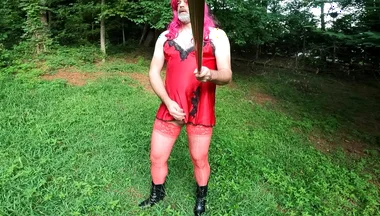 Raw Unedited Crossdresser in Lingerie Outside