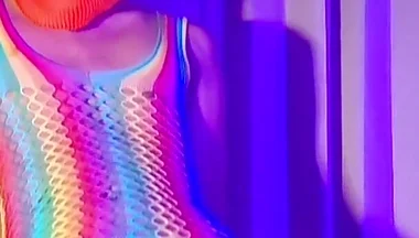 Orange Balaclava Mask Sissy Trans Dyed Pubic Hair Fuck Myself with Dildo