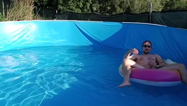 Wet Summer Ride. Handjob in the Pool