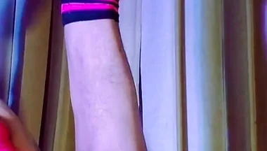 Pink Balaclava Mask Sissy Dyed Pubic Hair Play with a Vibrator