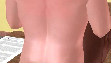 Animated 3D Gay Porn - White Man Fucking Black Man on Desk Holding Legs in Classroom