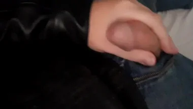 Collared Fag Cums on Leather Jacket