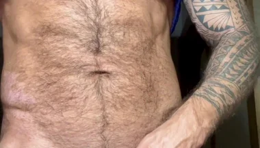 Hairy Muscle Bear Solo Nipple Play & Intense Masturbation