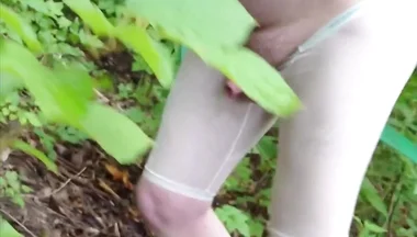 Hot Frivolous Forest Walk in Transparent Shorts