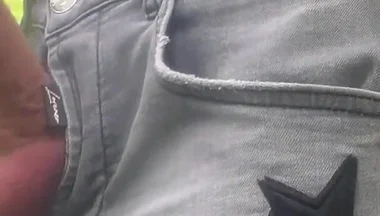 Huge Cumshot Outdoors in the Jeans Mmmm