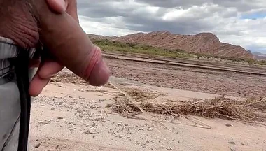 Young Uncut Boy Pee in Desert