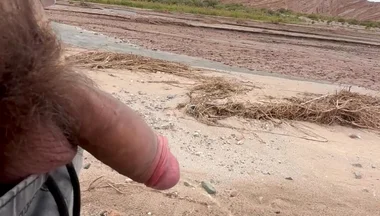 Young Uncut Boy Pee in Desert