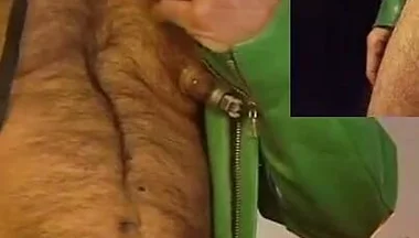 Cop Pumps His Balls, Cock and Nips While Wearing His Cop Leather