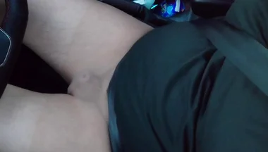 Small Penis in Light Pantyhose While Driving a Car