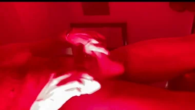 Horny Red Light Session with Cum and Dildo Ball Slamming