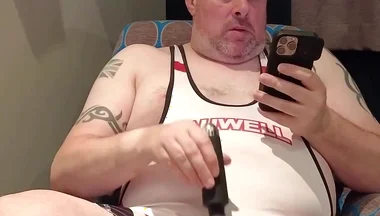 Wrestling Singlet Cock Tease and Cum