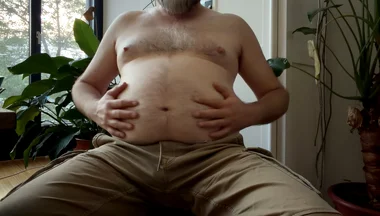 Big Bear Admires His Hairy Tummy
