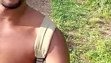 Kennie Jai Walks in the Park by the River Cumpletely Naked!