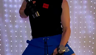 Fitness Workout in blue CK Shorts