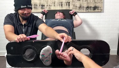 Ticklish Chicks - Tklnurse Blindfolded And Tag Team Tickled By Magic Tickler Until She Gigglegasms