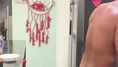 Nude Italian Chef Cooking Spaghetti
