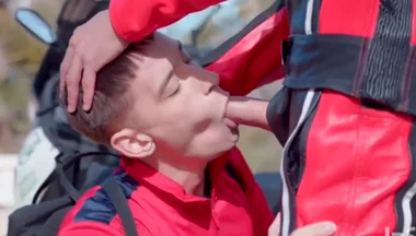 Biker cock sucking outdoor