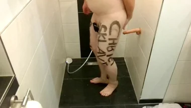 Slave Lettering Marking Anal Hook Dildo Plug Milking Fucked Winch Penis Cage Shower Outdoor Street