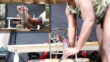 Military Slut Destroying Bussy with Giant Dongs