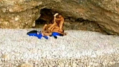 I Am a Young Muscle Jock and I Get Ass Fucked by Two Hung Studs on the Sand in a Trio and Cum