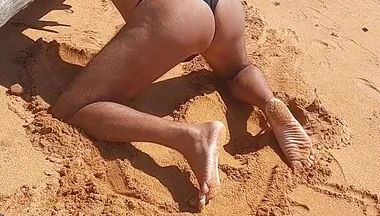 Ladysilva on the Beach in Panties Tanning Her Hot Ass