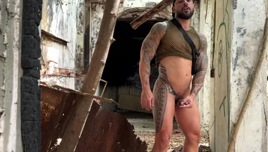 Public Jerk off and Dildo Play in Abandoned Build