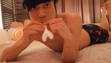 Happy Valentine's Day! Jon Arteen Blows up Balloons, One Pops. the Gay Twink Plays and Dances. Sfw