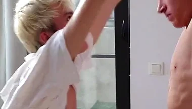 Guy with Huge Dick Fucks Cute Twink to Shiver and Cums in Him