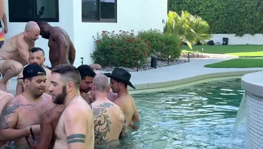 Massive Gay Hardcore Pool Orgy