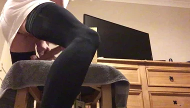 Prostate Play - Crossdresser Frotting with Vibrator - Cum as Lube - Fleshlight