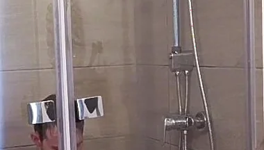 After a Full Day on the Road Wet Solo in the Hotel Shower
