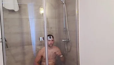 After a Full Day on the Road Wet Solo in the Hotel Shower