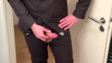 Businessman in Suit Jerks off on His Patent Leather Shoes